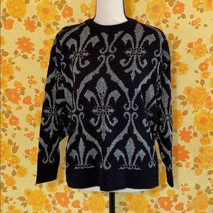 True Vintage Fleur De Lis Silver Black & Sweater